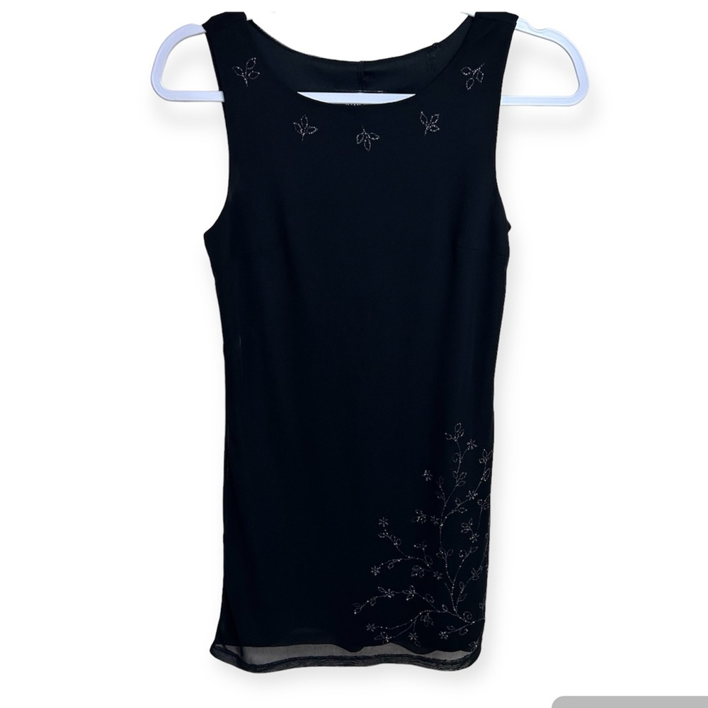 Byer Too! Vintage Y2K Black Floral Shimmer Slip Dress